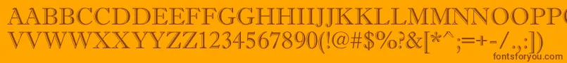 Fonte AAntiquetitulgr – fontes marrons em um fundo laranja