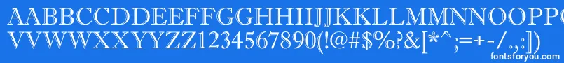 AAntiquetitulgr-Schriftart – Weiße Schriften auf blauem Hintergrund