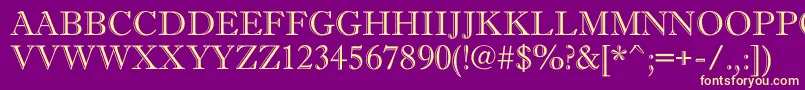 AAntiquetitulgr-Schriftart – Gelbe Schriften auf violettem Hintergrund