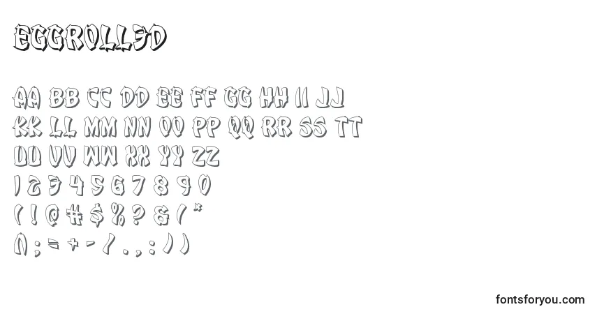 Czcionka Eggroll3D – alfabet, cyfry, specjalne znaki
