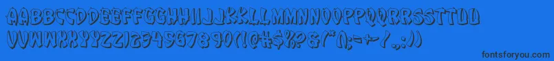 Eggroll3D-Schriftart – Schwarze Schriften auf blauem Hintergrund