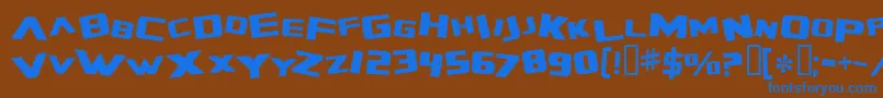 ZeroGravityExtended-Schriftart – Blaue Schriften auf braunem Hintergrund