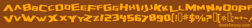 フォントZeroGravityExtended – オレンジ色の文字が茶色の背景にあります。