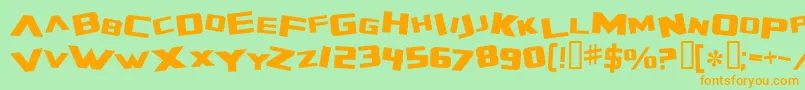 ZeroGravityExtended-Schriftart – Orangefarbene Schriften auf grünem Hintergrund