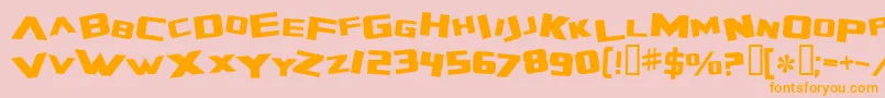 フォントZeroGravityExtended – オレンジの文字がピンクの背景にあります。