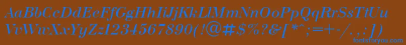 UkrainianbodoniItalic Font – Blue Fonts on Brown Background