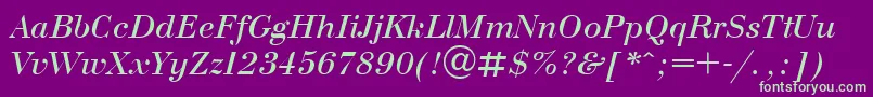 UkrainianbodoniItalic Font – Green Fonts on Purple Background