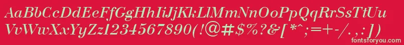 フォントUkrainianbodoniItalic – 赤い背景に緑の文字