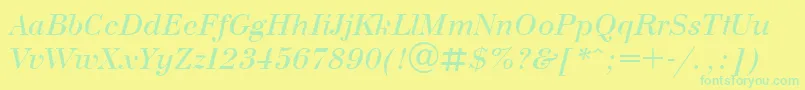 UkrainianbodoniItalic Font – Green Fonts on Yellow Background