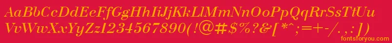 Fonte UkrainianbodoniItalic – fontes laranjas em um fundo vermelho