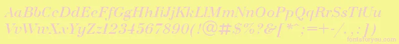 UkrainianbodoniItalic Font – Pink Fonts on Yellow Background