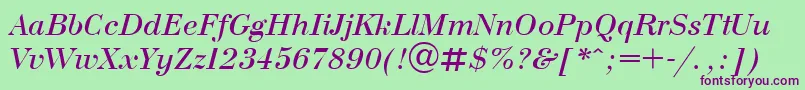 UkrainianbodoniItalic Font – Purple Fonts on Green Background