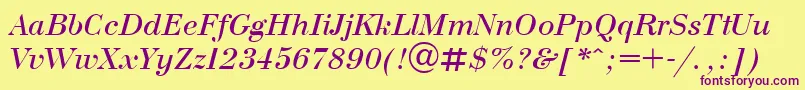 UkrainianbodoniItalic Font – Purple Fonts on Yellow Background