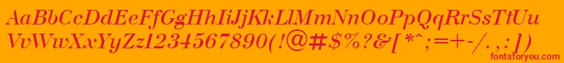 UkrainianbodoniItalic Font – Red Fonts on Orange Background