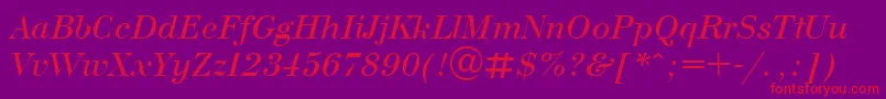 UkrainianbodoniItalic Font – Red Fonts on Purple Background