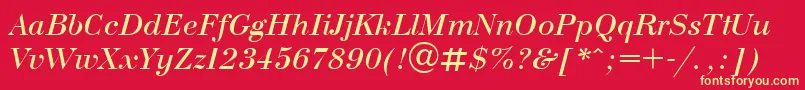 UkrainianbodoniItalic Font – Yellow Fonts on Red Background