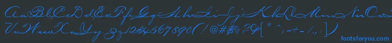 CarpenterScript-Schriftart – Blaue Schriften auf schwarzem Hintergrund