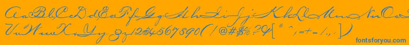 CarpenterScript-Schriftart – Blaue Schriften auf orangefarbenem Hintergrund