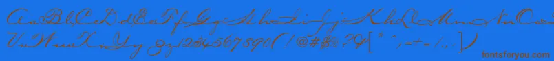 CarpenterScript-Schriftart – Braune Schriften auf blauem Hintergrund