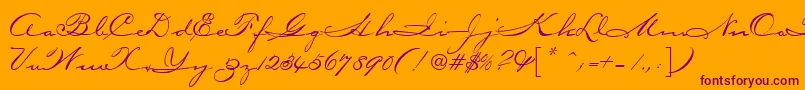 CarpenterScript-Schriftart – Violette Schriften auf orangefarbenem Hintergrund