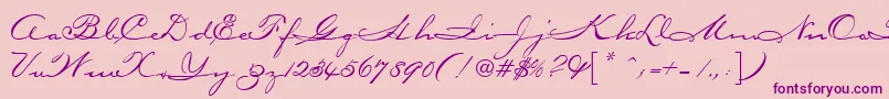 CarpenterScript-Schriftart – Violette Schriften auf rosa Hintergrund