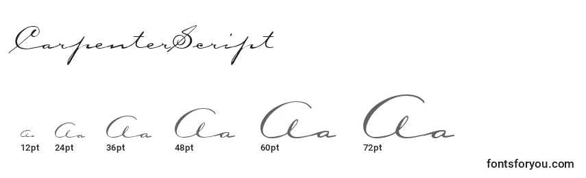 CarpenterScript Font Sizes