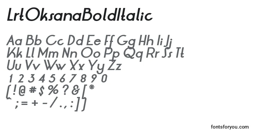 Fuente LrtOksanaBoldItalic - alfabeto, números, caracteres especiales