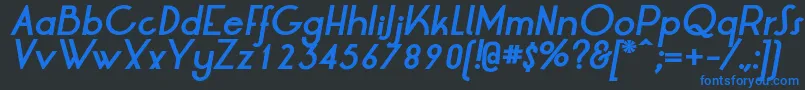 フォントLrtOksanaBoldItalic – 黒い背景に青い文字