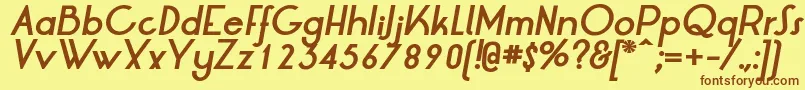 Fonte LrtOksanaBoldItalic – fontes marrons em um fundo amarelo