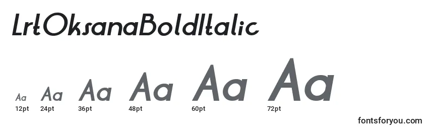 Размеры шрифта LrtOksanaBoldItalic