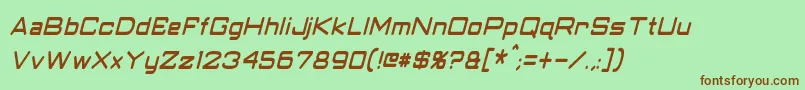 ClassicRobotCondensedItalic-fontti – ruskeat fontit vihreällä taustalla