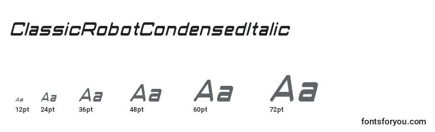Размеры шрифта ClassicRobotCondensedItalic