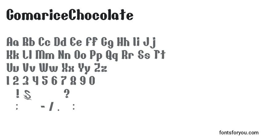 Schriftart GomariceChocolate – Alphabet, Zahlen, spezielle Symbole