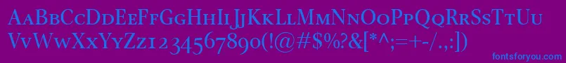OmnibusSmallcaps Font – Blue Fonts on Purple Background