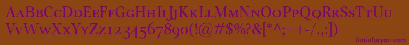 OmnibusSmallcaps Font – Purple Fonts on Brown Background