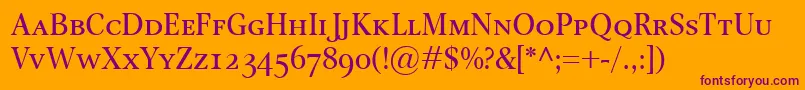 OmnibusSmallcaps Font – Purple Fonts on Orange Background