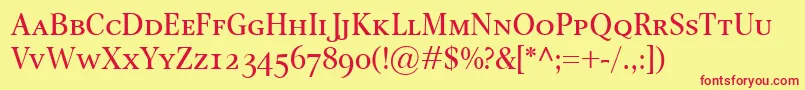 OmnibusSmallcaps Font – Red Fonts on Yellow Background