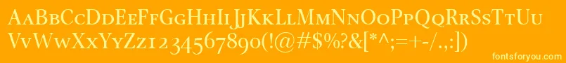 OmnibusSmallcaps Font – Yellow Fonts on Orange Background