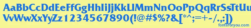 フォントFrizquadratagttBold – 青い文字が黄色の背景にあります。