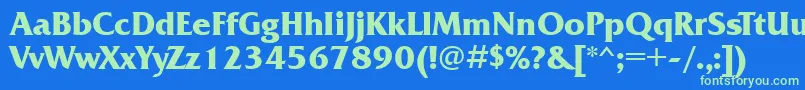 FrizquadratagttBold-Schriftart – Grüne Schriften auf blauem Hintergrund