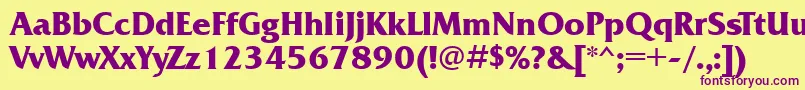 FrizquadratagttBold-fontti – violetit fontit keltaisella taustalla