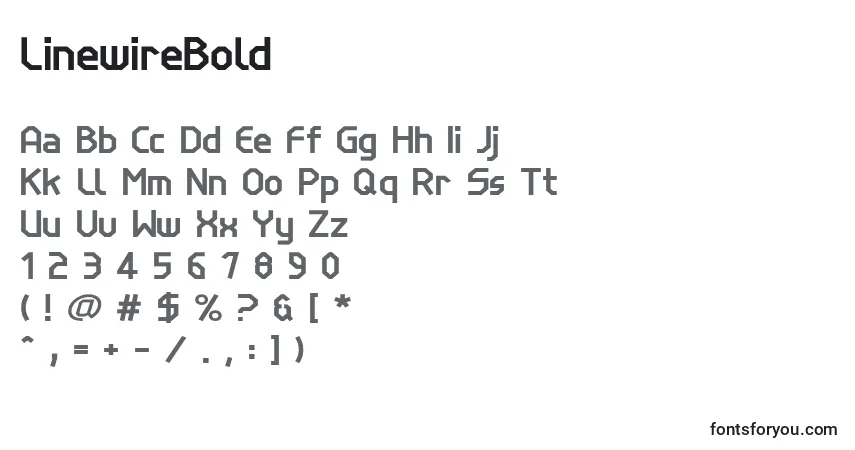 Czcionka LinewireBold – alfabet, cyfry, specjalne znaki