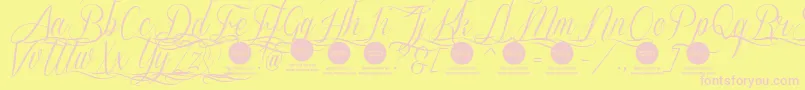 SverigescriptdecoratedDemo-Schriftart – Rosa Schriften auf gelbem Hintergrund