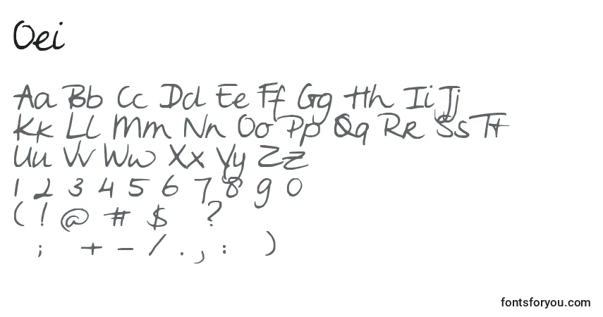 Czcionka Oei – alfabet, cyfry, specjalne znaki