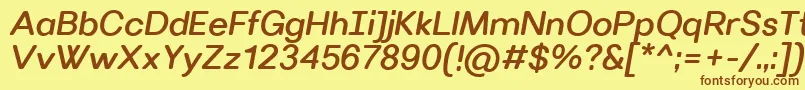 Czcionka VillerayroundedMediumitalic – brązowe czcionki na żółtym tle