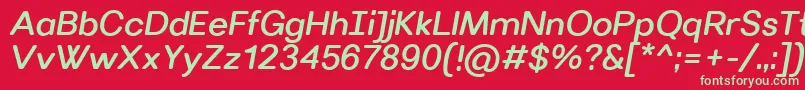 VillerayroundedMediumitalic-Schriftart – Grüne Schriften auf rotem Hintergrund
