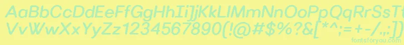 VillerayroundedMediumitalic-Schriftart – Grüne Schriften auf gelbem Hintergrund