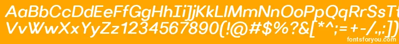 VillerayroundedMediumitalic-fontti – valkoiset fontit oranssilla taustalla