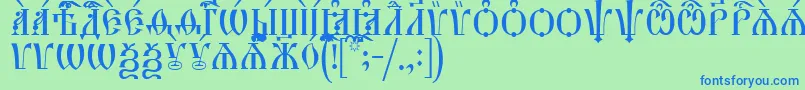 フォントHirmosCapsUcs – 青い文字は緑の背景です。