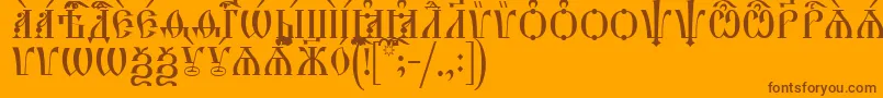 フォントHirmosCapsUcs – オレンジの背景に茶色のフォント